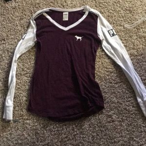 Maroon/white PINK long sleeve